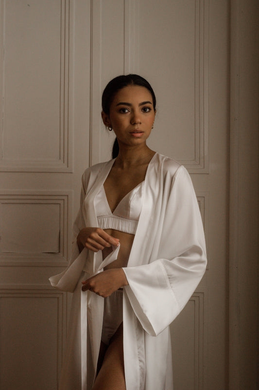 Szlafrok jedwabny - Narcis biały