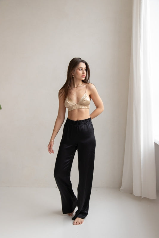 Spodnie jedwabne - Bari czarne