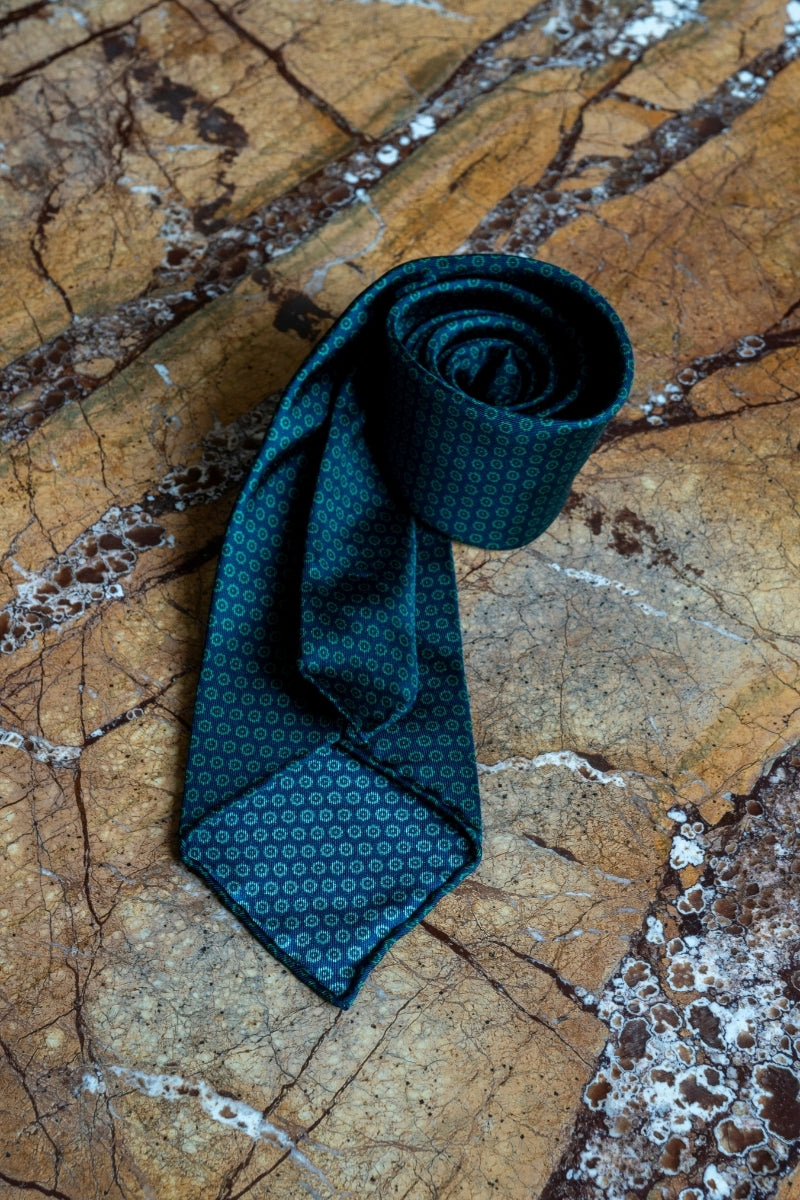 Jedwabny Granatowy Krawat we wzory