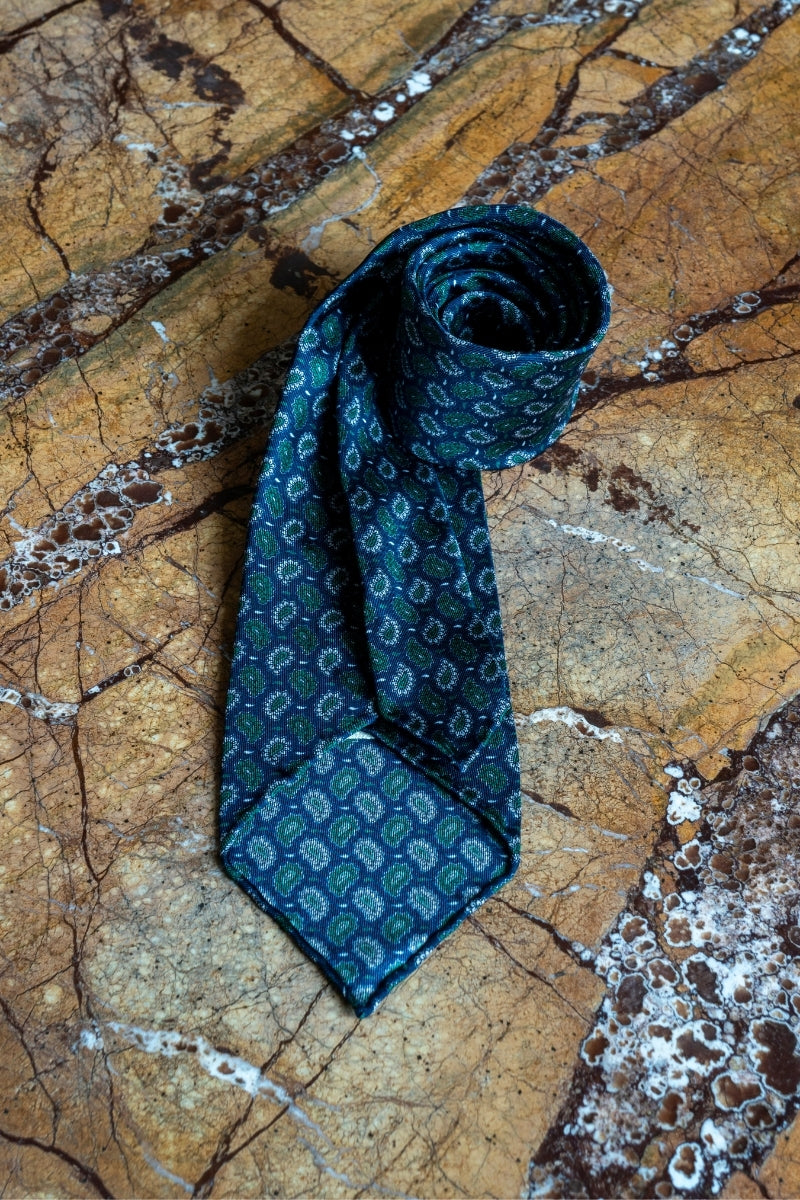 Jedwabny Granatowy Krawat Paisley