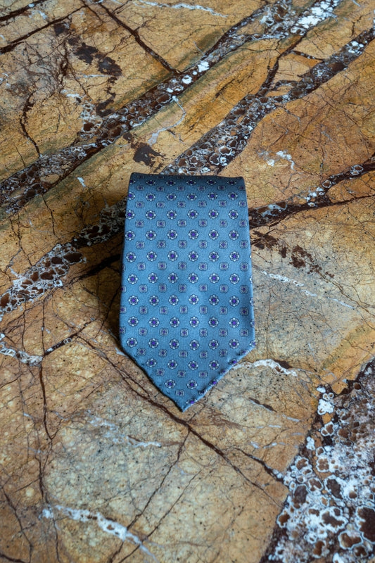 Jedwabny Szary Krawat w medaliony
