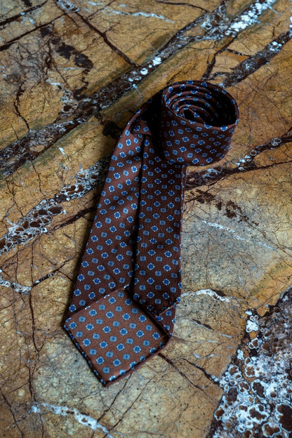 Jedwabny Miedziany Krawat w medaliony