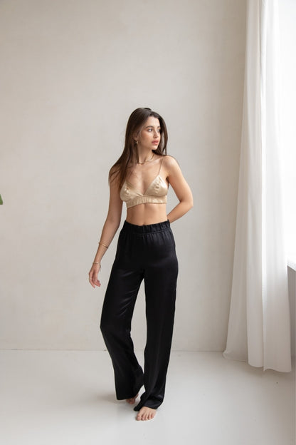 Spodnie jedwabne - Bari czarne