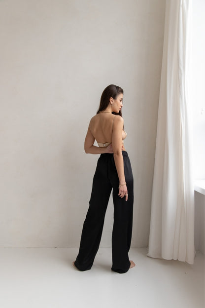 Spodnie jedwabne - Bari czarne