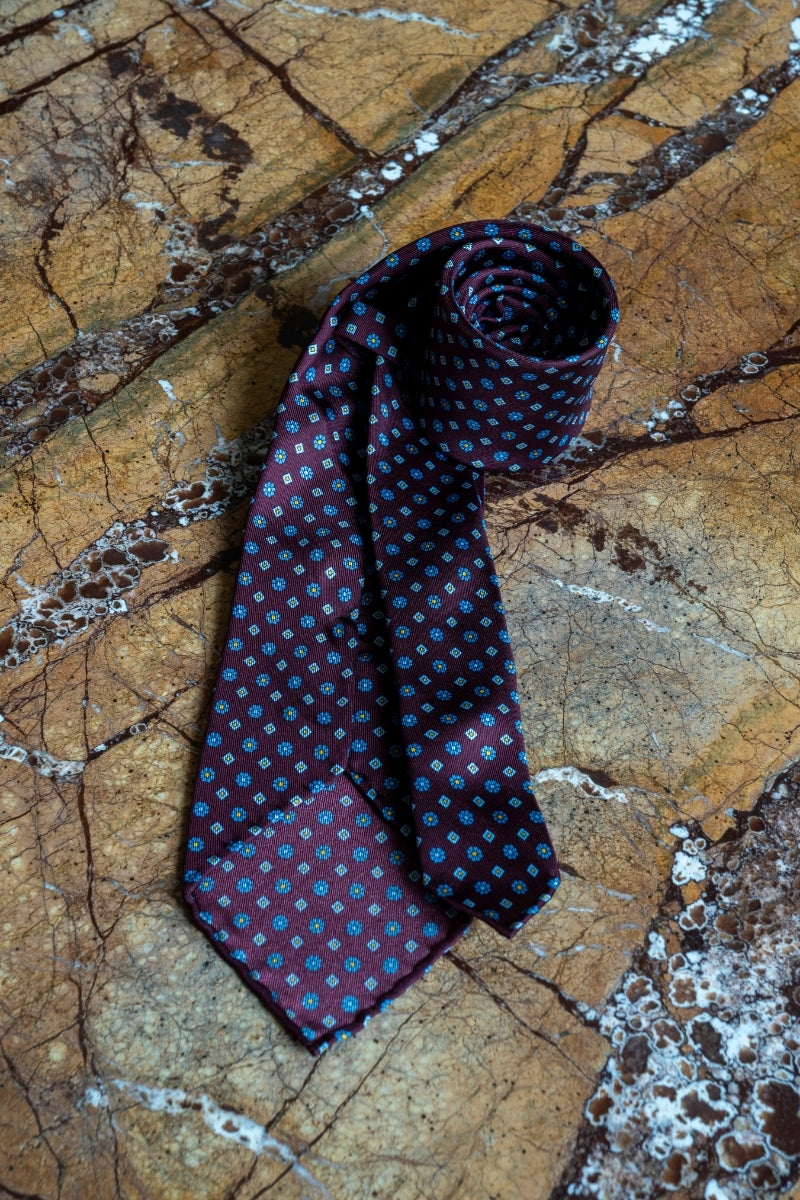 Jedwabny Bordowy Krawat we wzory