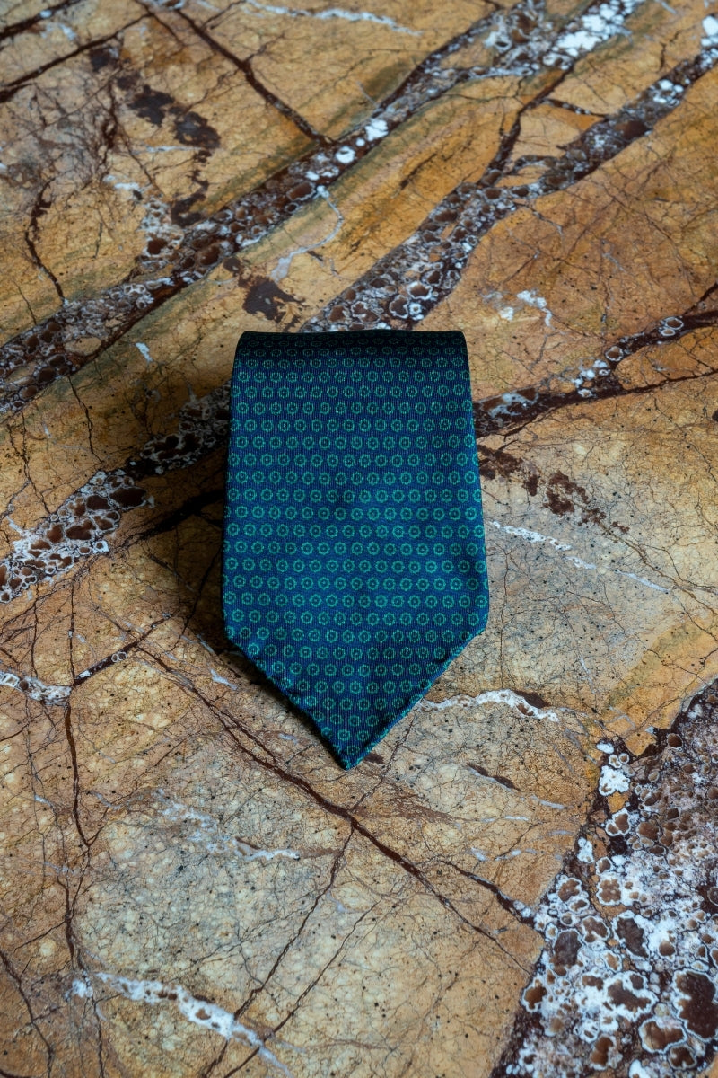 Jedwabny Granatowy Krawat we wzory