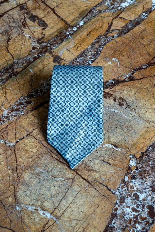 Jedwabny Błękitny Krawat we wzory