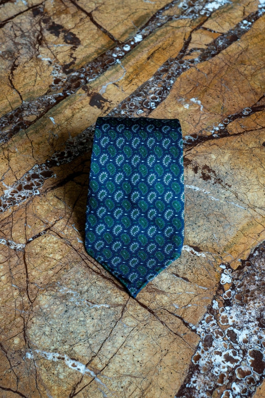 Jedwabny Granatowy Krawat Paisley